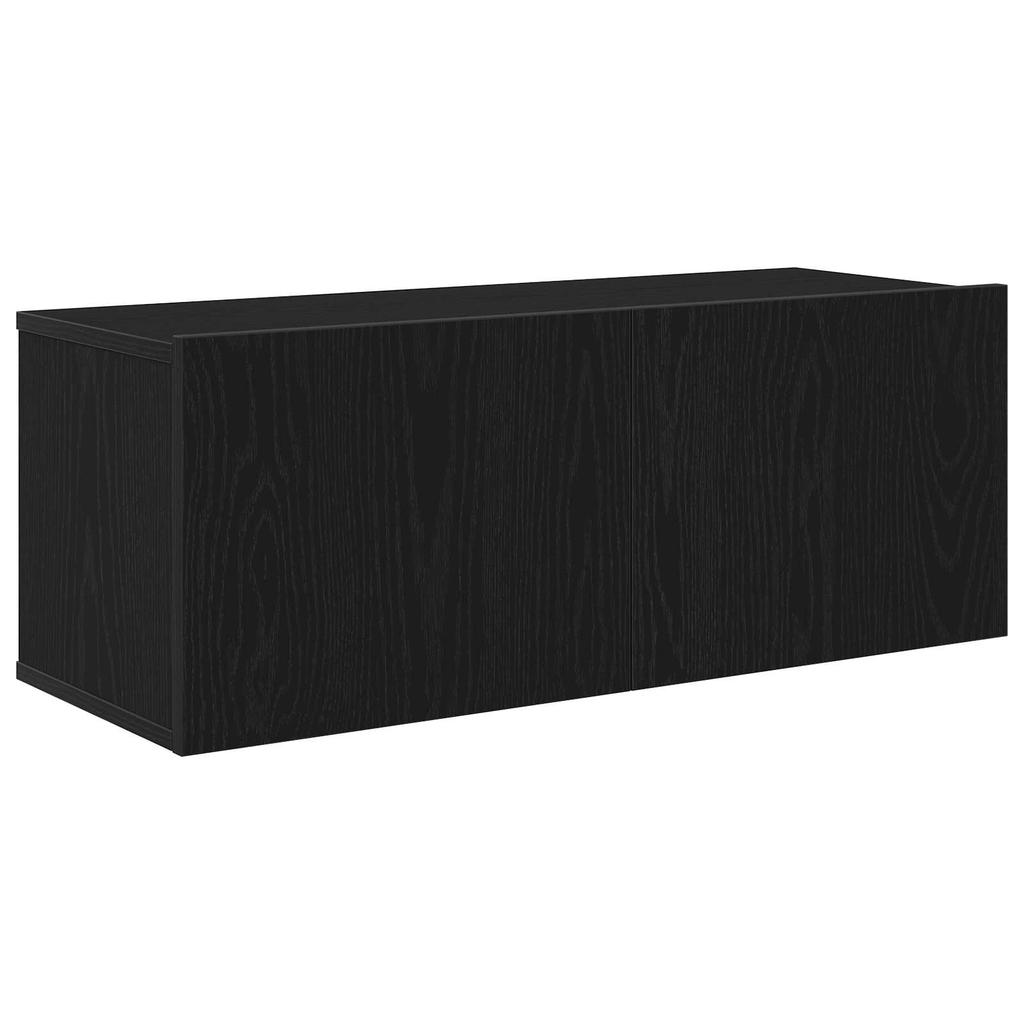 7 Piece Wall Mounted TV Cabinet Set Black Oak Effect 100 x 30 x 30 cm