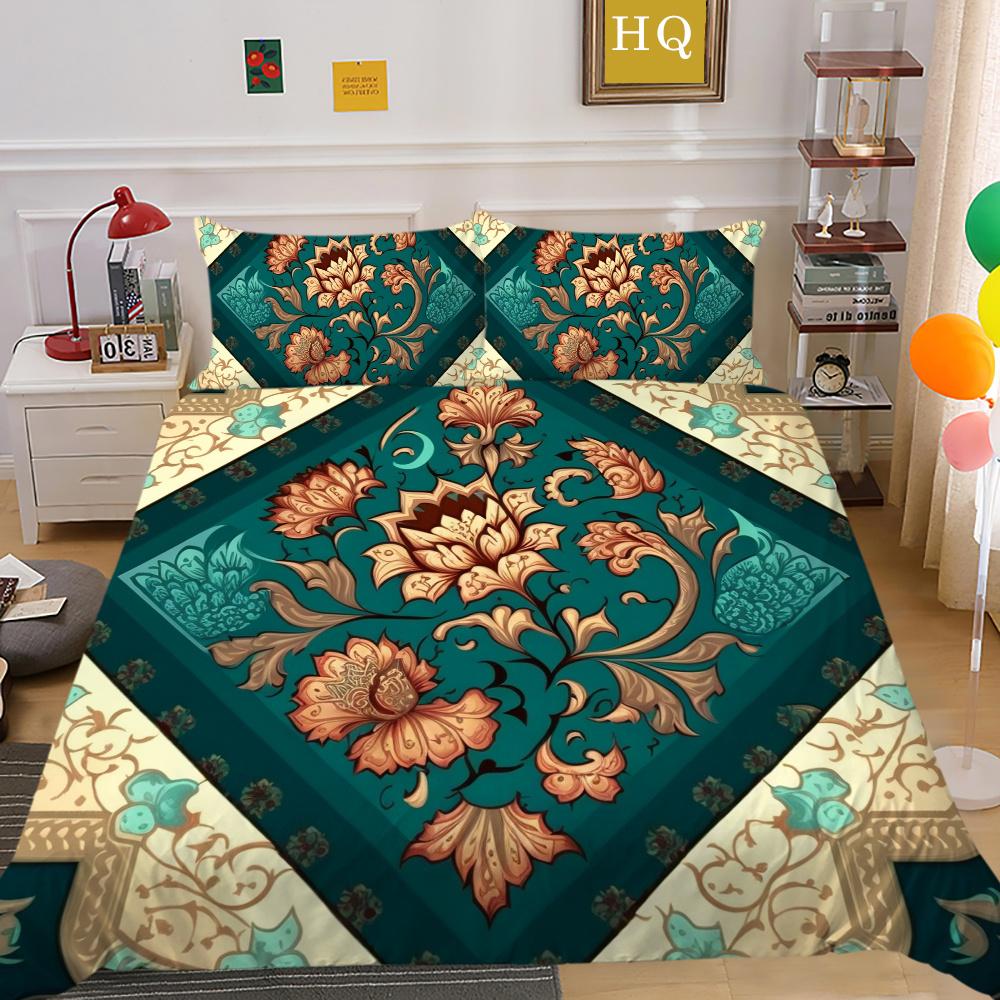 Set Biancheria da Letto Colorato Stampa Fiori 3D King Size Set Copripiumino Donna Set Letto in Poliestere Copri
