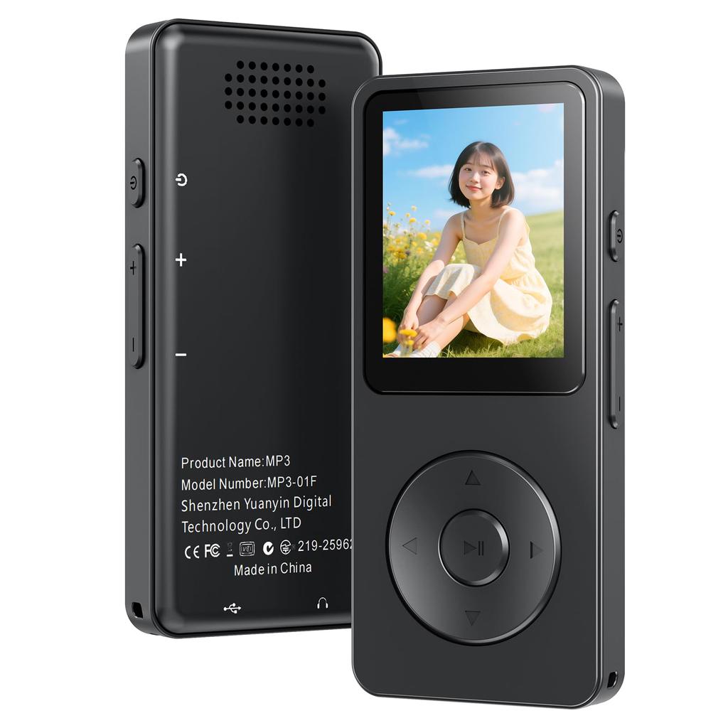 MP3 Player with Bluetooth 5.3, Built-in Speaker, 2.4-inch Full Touchscreen, HiFi Portable Digital Audio Player, FM Radio, Recording Function, Dictiona