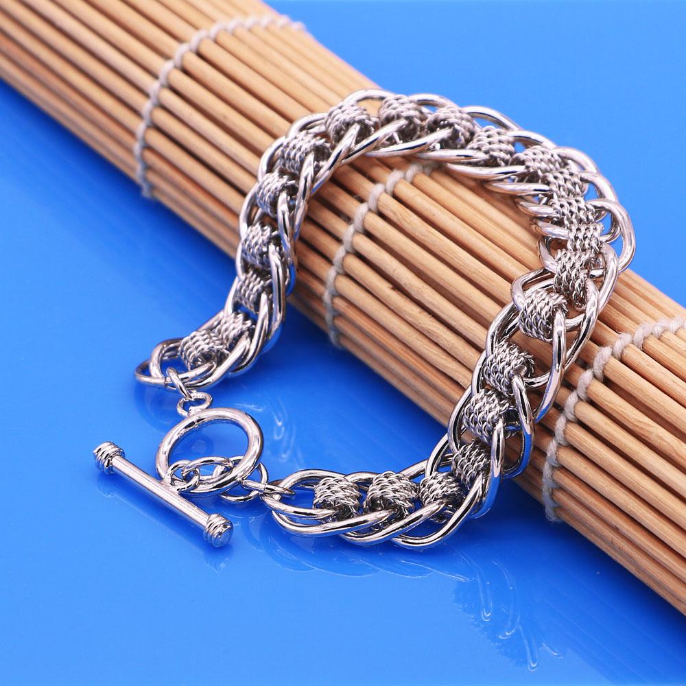 Trendy Italy Men's Bracelets 10 Mm 925 Sterling Silver Handmade Woven Loop Cuban Link Chain Necklace Jewelry