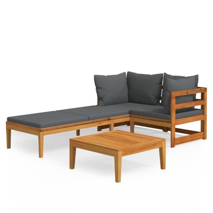 VidaXL Garden Lounge Set 3 Pcs with Dark Grey Cushions Acacia Wood 3087279