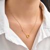Shiny Round Ring Zircon Necklace for Women,18K Gold Plated Stainless Steel Rolo Chain Necklaces,Trendy Jewelry Gifts