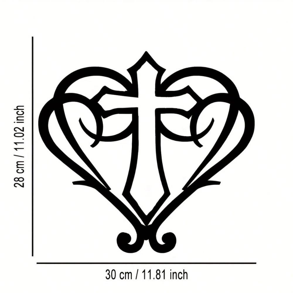 Vintage Heart Cross Metal Wall Art Sign, Home Decor Gift for Farmhouse Cafe Bar