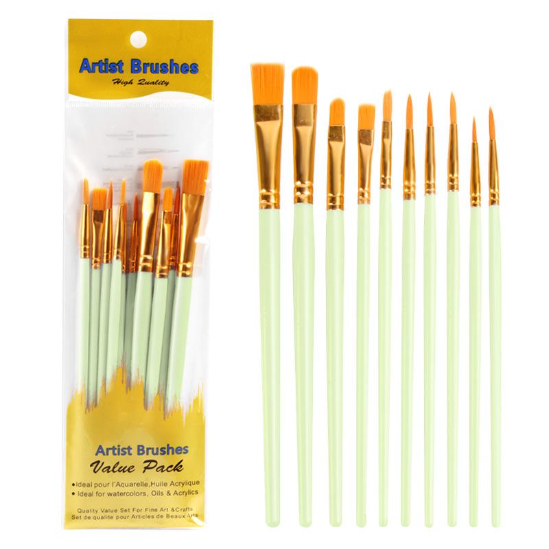 Set di 10 Pennelli in Nylon per Pittura ad Olio, con Pennelli Numerati – Ideale per Studenti d'Arte e Dettagli.