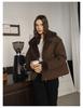 Short Imitation Mink Fur Lapel Cotton-padded Jacket with Detachable Sleeves
