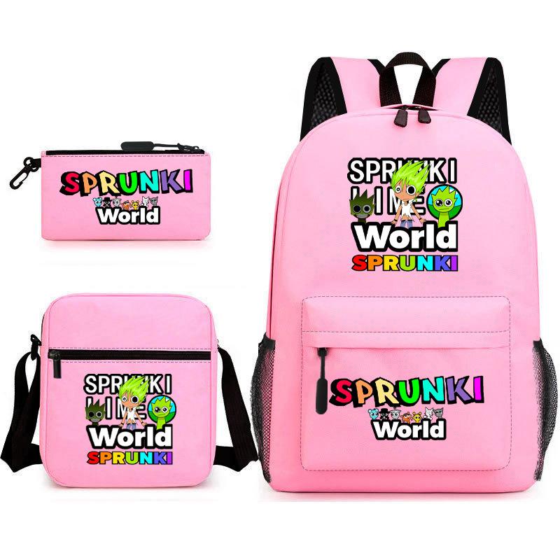 New rhythm box game merchandise primary school bag sprunki cartoon starry sky backpack 3-piece set D