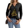 Women's Casual Fashionable Sexy Comfortable V-Neck Christmas Three-Quarter Sleeve Top