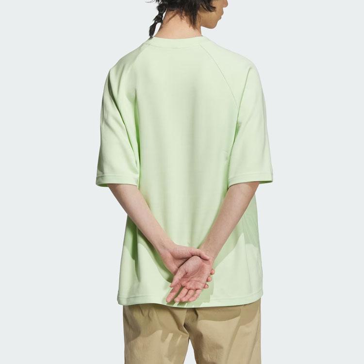 Adidas Solid Color Logo Sports Casual Short Sleeve T-Shirt Men Tops Lime-Green JJ1351