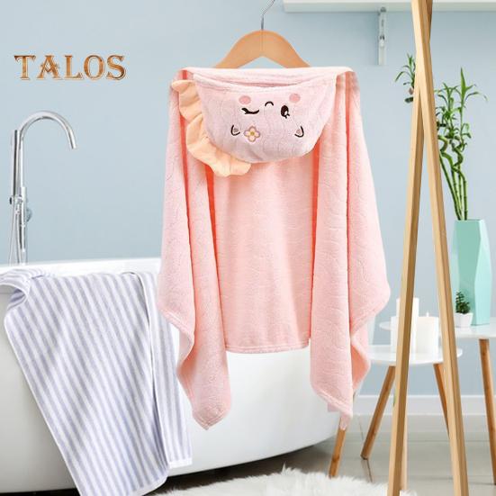 Children Coral Velvet Hooded Bath Towel Cloak Cartoon Animal Shape Faster Absorption Technology Animal Ear Hood Baby Shower Robe