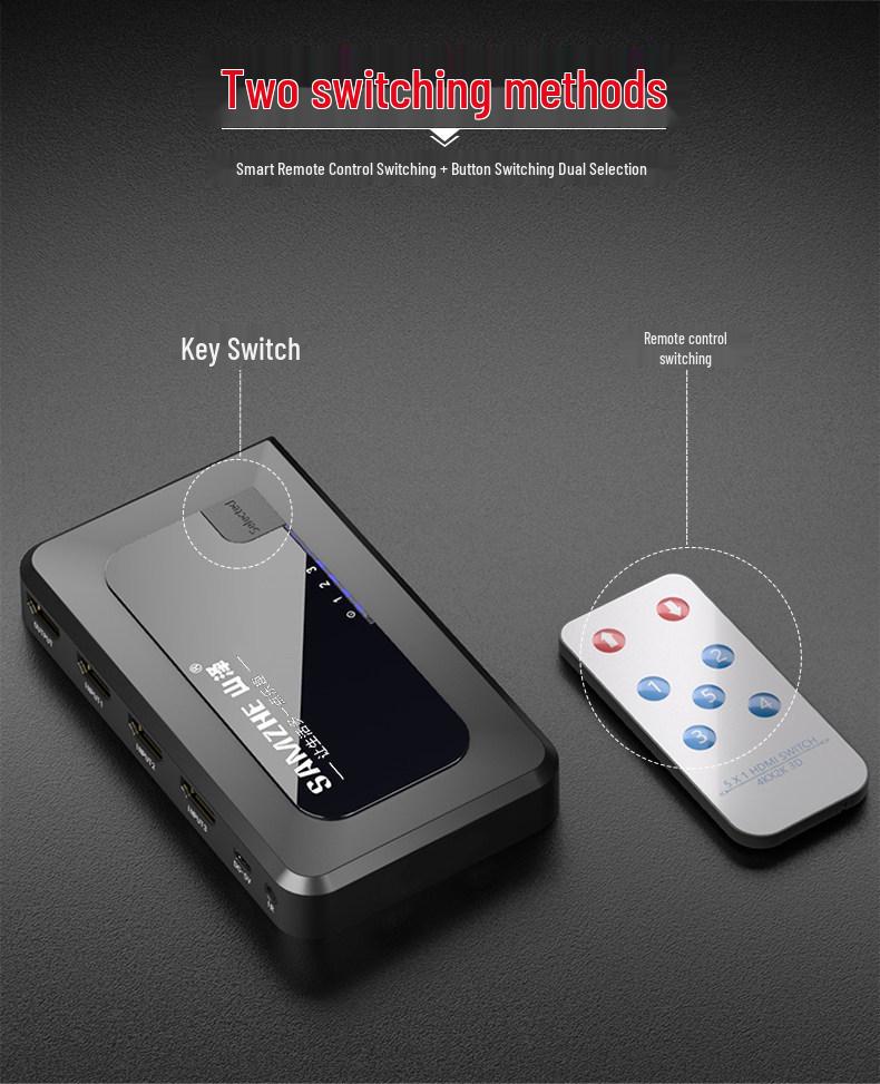 Shan Ze HDMI Switcher: 3-in-1 Converter & 4-in-1 Splitter for High-Definition Video Displays