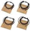 Morse-Code Lederarmband mit Edelstahl-Anhängern für Paare und als Geschenk