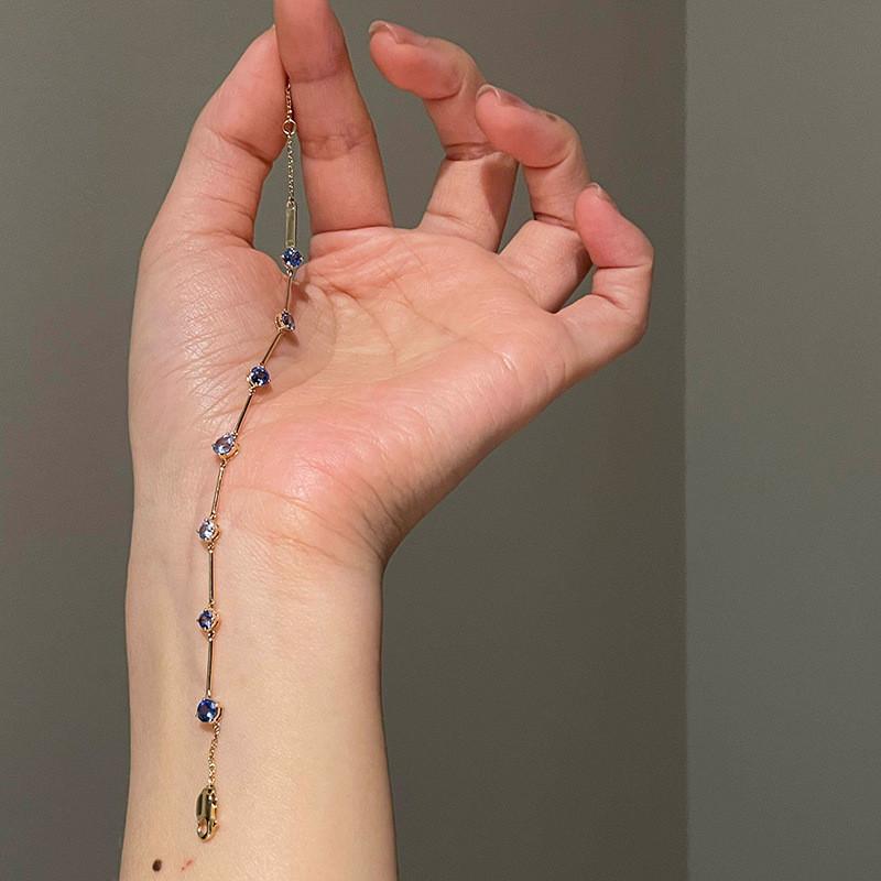 Minimalist Blue Sapphire Style Copper Bracelet For Daily Wear Women