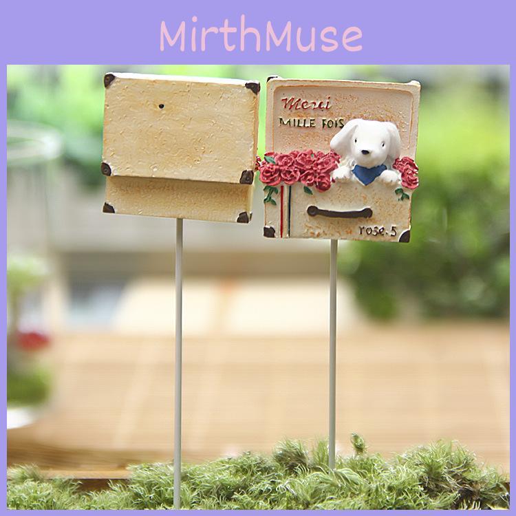 Cartoon Resin Dog Rose Flower Box Ornament For Wedding Decor And Party Props