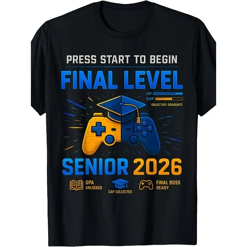 

European sizes T-Shirt for The Senior Class of 2026, Perfect for Back-To-School Gamers 4XL чорний