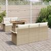 VidaXL Ensemble de canapés de jardin 6 pièces avec coussins Beige Poly Rotin Acacia 3349273