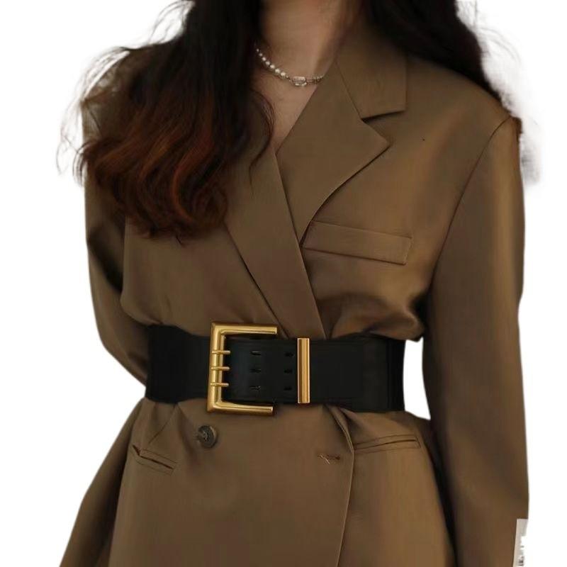 Stylish Black Wide Waist Belt For Women With Elegant Design Perfect For Dresses And Coats