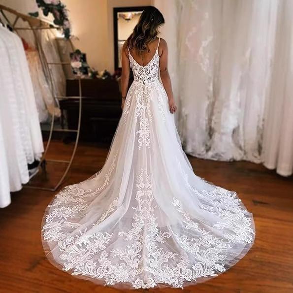 Summer lace wedding dress bridal dress suspender long small trailing bridal dress side split