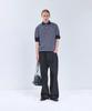 IRONYPORNO WHITELINE 86-Iro358 Color Stripe Button Collar Short Sleeve Knit Navy