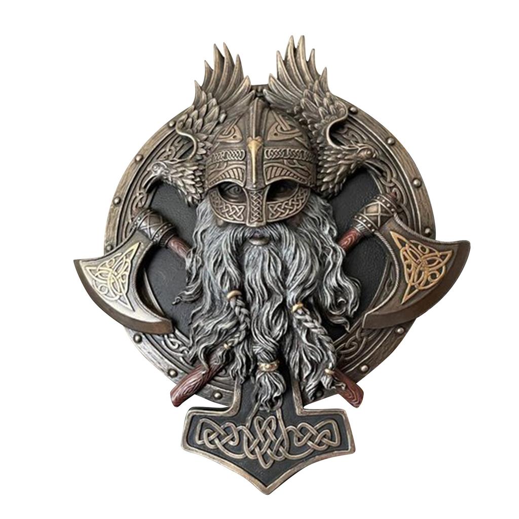 Berserker Double Axe Wall Decor Plaque,Vintage Wall Plaque,Powerful Norse Wall