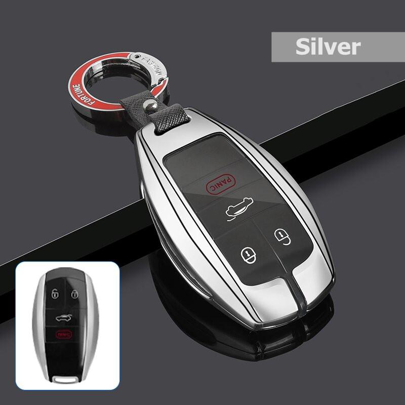 

Key Case Cover for Bentley Continental GT Bentayga Remote Fob Holder Shell Metal Car Accessories Silver B