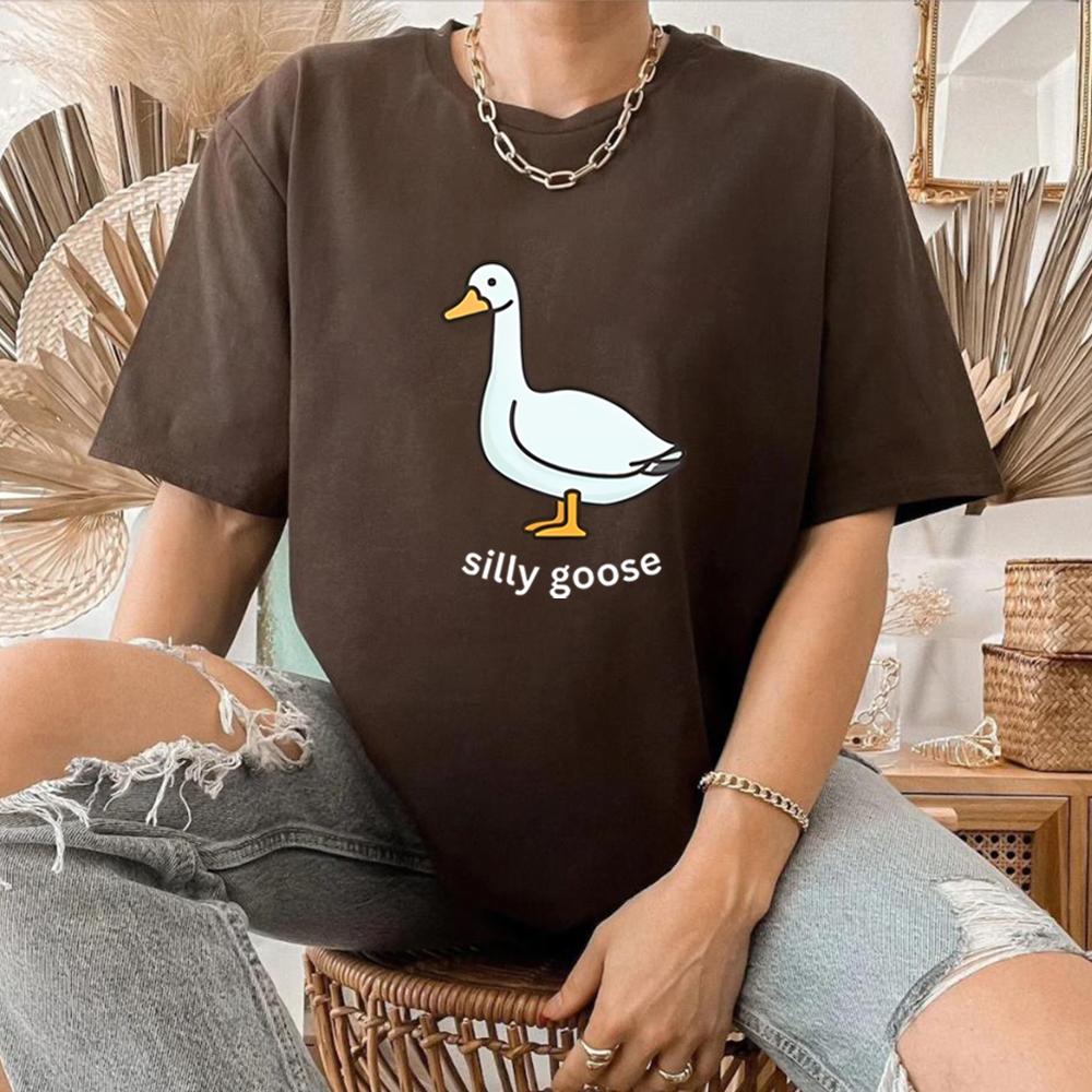 Silly Goose TShirt Cute Goose Short Sleeve Shirts Silly Goose University Shirt Funny Goose Tee Unisex Trendy Summer Casual Tops