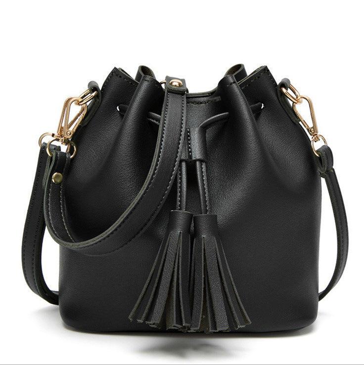 Torby Damskie Uliczne Nowe Torby Frędzel Sznurek PU Torba Wiaderko Moda Na Jedno Ramię Crossbody Damska Torebka