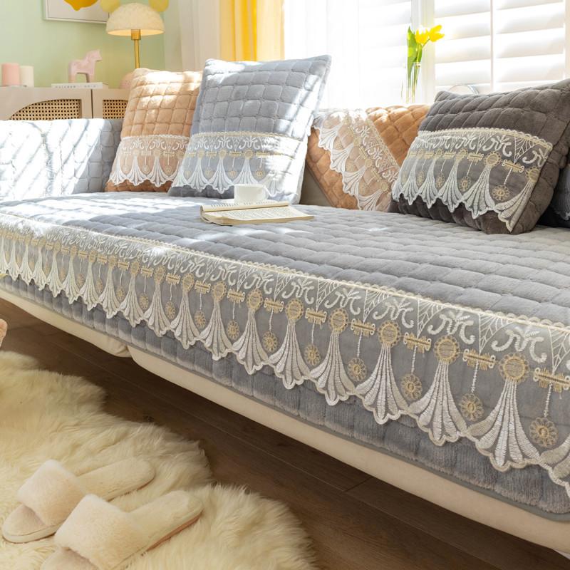 Falai Velvet Sofa Cushion Winter Thickened Non-slip Sofa Cover All-inclusive Cushion Cover Simple Modern Backrest Cover Winter