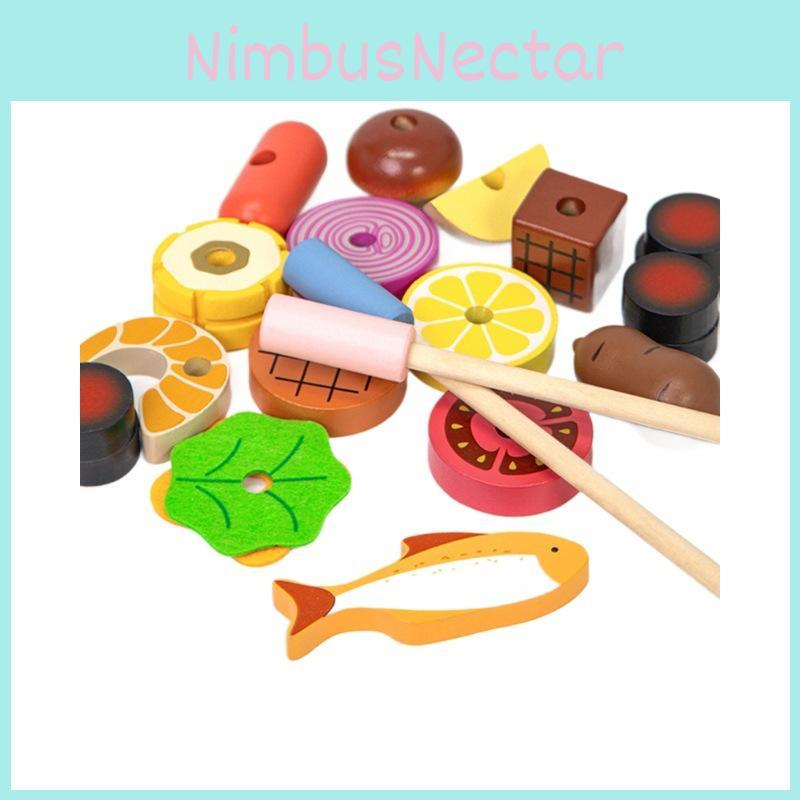 Wooden Simulation Barbecue Rack Cooking Family Interactive Children Toy Set For Interactive Parent Child Fun