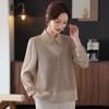 Women's Fashion Splicing Long Sleeve Two-Piece Shirt - Spring 2025 Collection for Middle-Aged Mothers