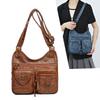 Fashionable Faux Leather Shoulder Bag, Women's Solid Color Crossbody Bag, Retro Bag, Multi Pocket Crossbody Bag, Suitable for Daily Use and Shopping