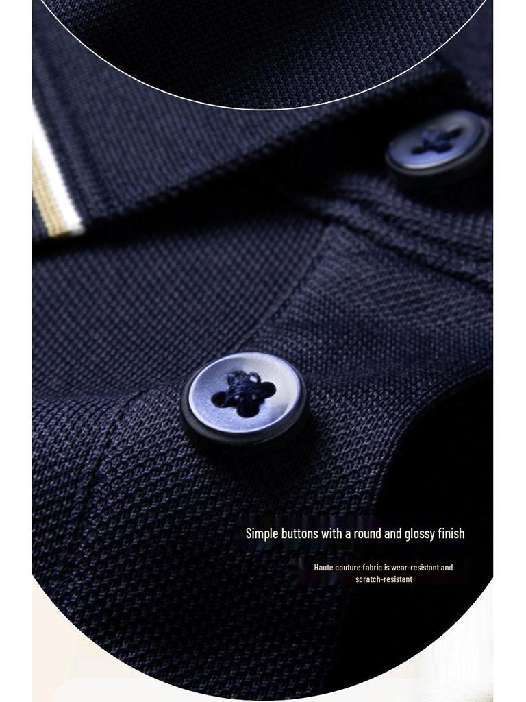 Men's Cashmere Wool & Silk Long Sleeve Polo - Spring/Autumn 2025 Edition, Versatile Dad's Turn-Down Collar Shirt