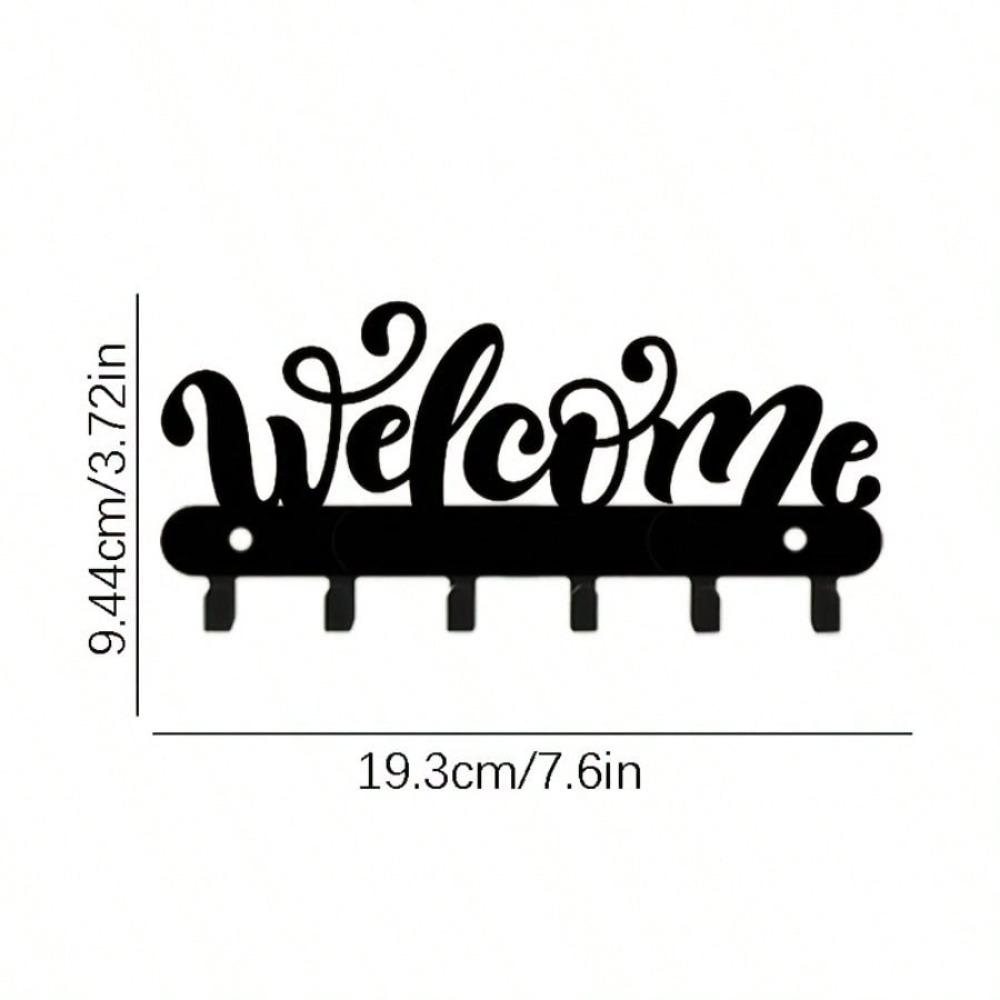 1 Pc Contemporary Metal Welcome Key Holder - Versatile Wall-Mounted Organizer For Keys, Coats, Hats, Towels, Kitchen Utensils