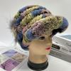 Winter Rabbit Fur Caps for Women Fox Fur Floral Natural Rex Fur Hats Elastic Beanies Warm Fashion Ladies Snow Hat LQ11205