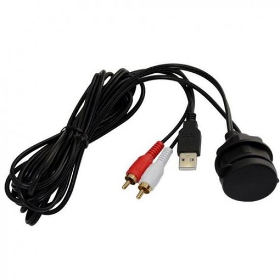 AUX Extension Dual RCA Cable Dash Flush Mount USB Port 3.5mm For Car Boat Truck