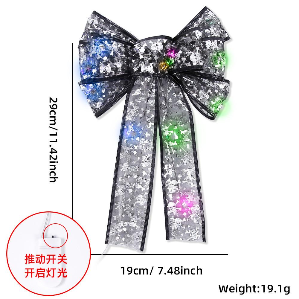 Halloween Stunning Bow Decoration With Glowing Skeleton And Pumpkin Designs For Parties Festive