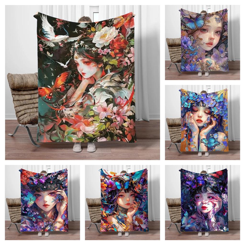 Kunst Cartoon Mädchen Decke Kinder Warm Weich Decke für Sofa Büro Picknick Bettbezug Decke Geeignet für Geburtstag Souvenir Geschenk