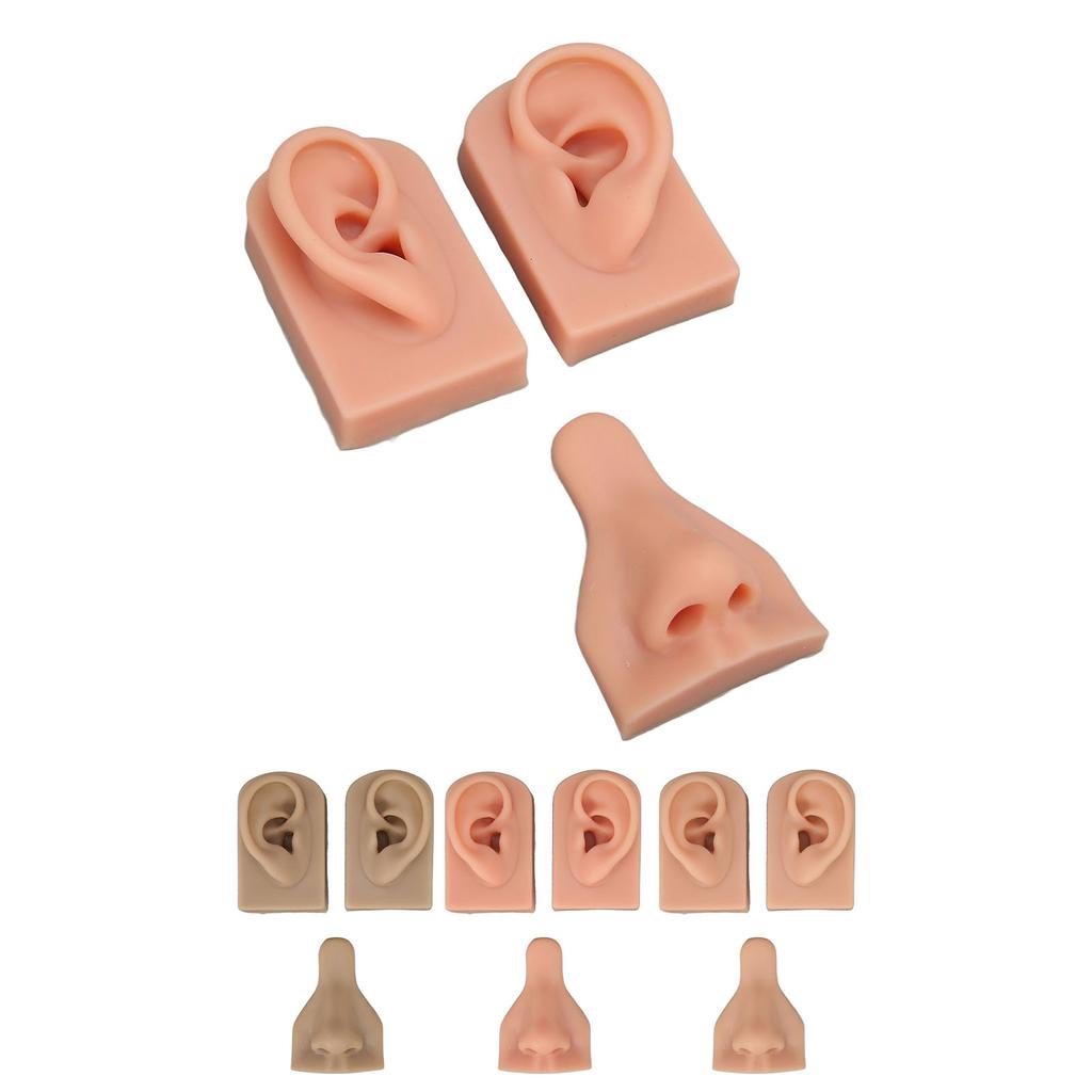 Silicone Piercing Practice Model Simulation Soft Flexible Nose Ears Model for Display Teaching