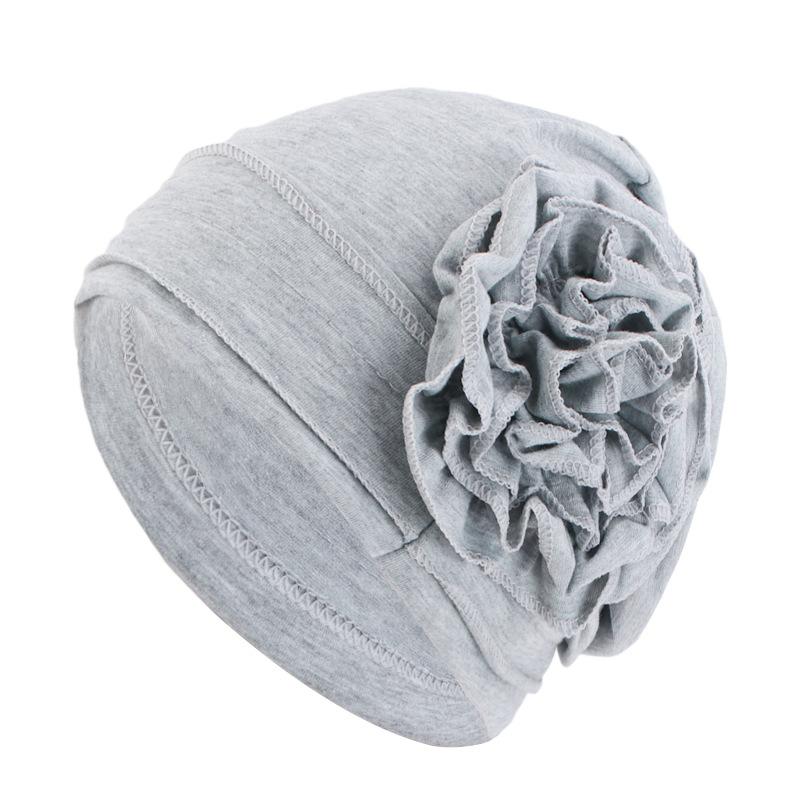 

Women Flower Turban Hat Muslim Hijab Cap Elastic Head Scarf Wrap Chemo Cap Headwear Beanie Bonnet Hair Loss Cover Accessories світло-сірий колір