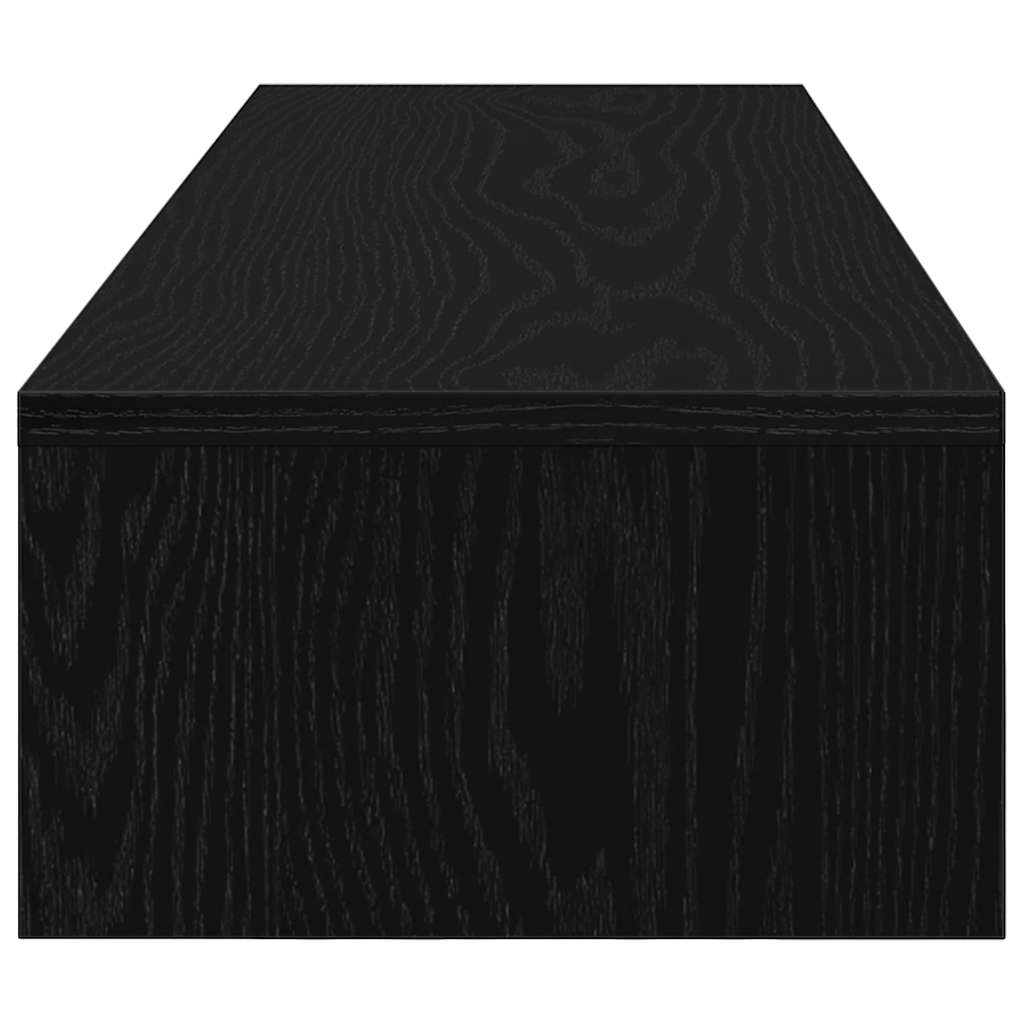 Dual Monitor Stand with Drawers Black Oak Effect 100 X 27 X 15 Cm