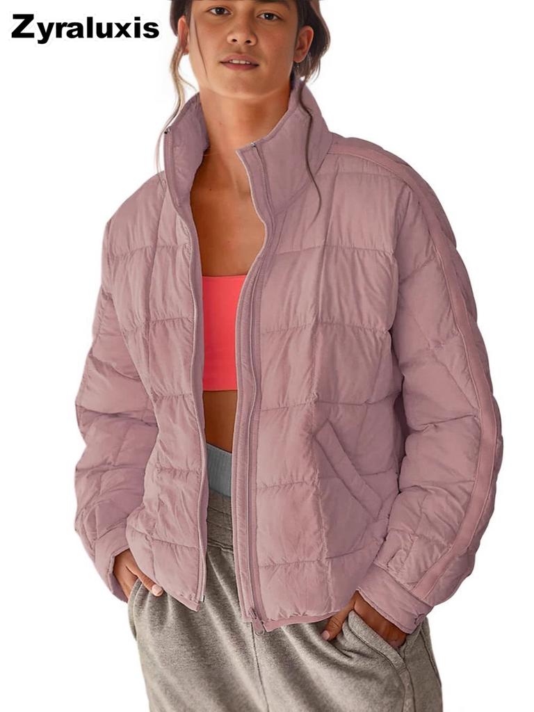 New Autumn Winter Women's Lightweight Zip-Up Compressible Cotton Puffer Jacket