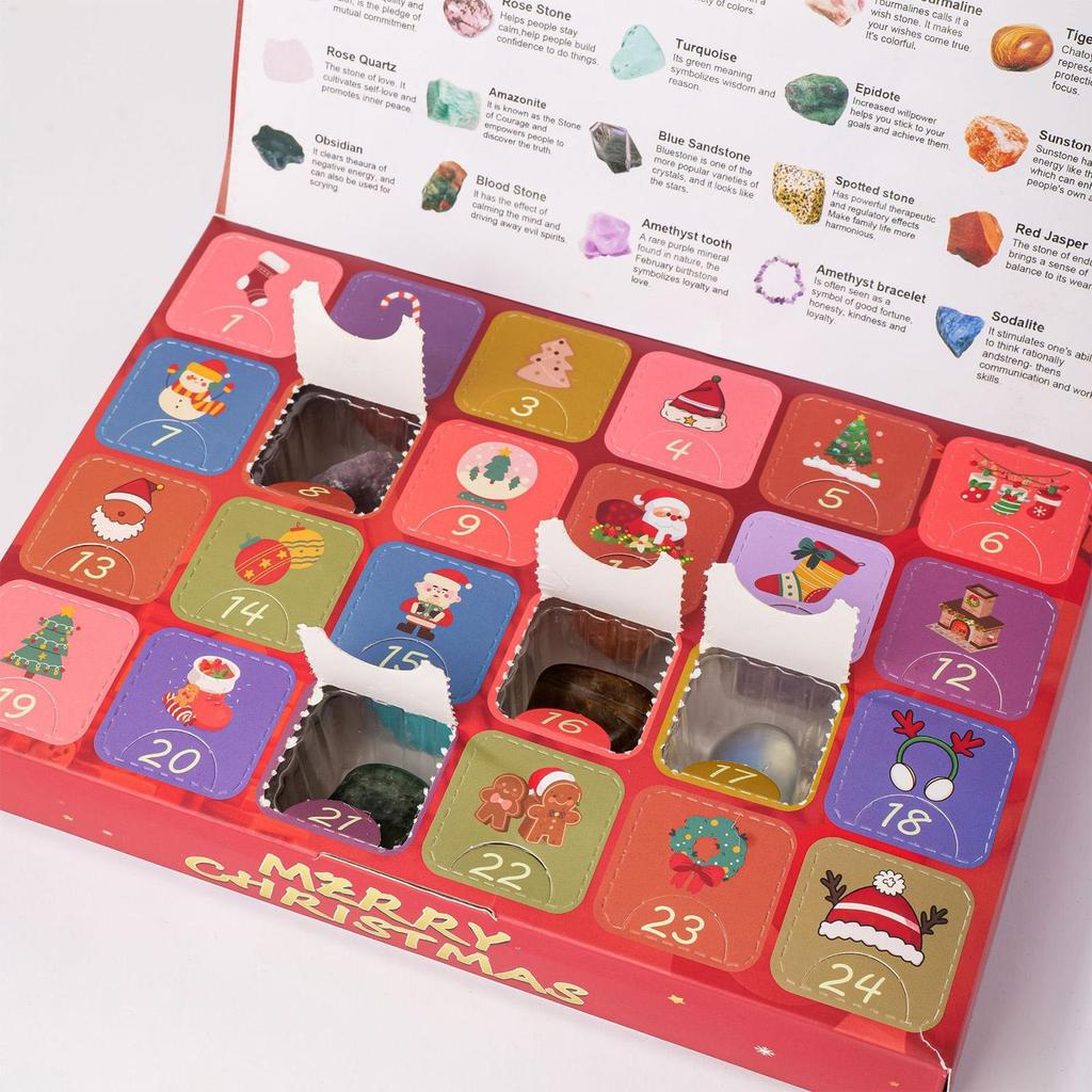 Crystal Calendar Advent 2025 24 Days Christmas Jewelry Kids Crystal Countdown Calendar For Meditation Spirituality Seekers