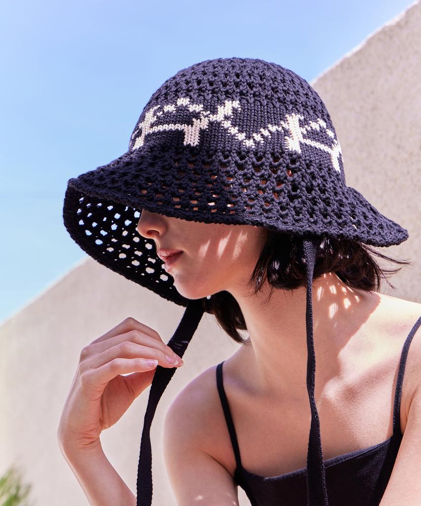 Bajal Va Digital Logo Punching Bonnet Hat Black