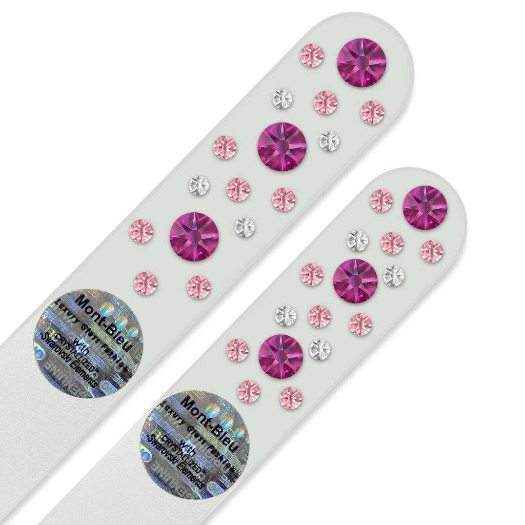 Set of 2 White Glass Nail Files with Crystals CNW-MS