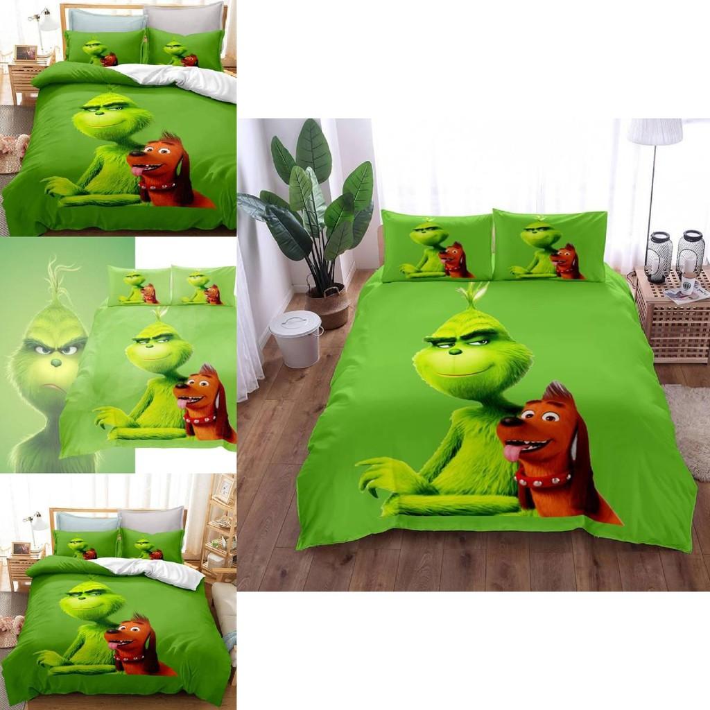 Postać z kreskówki Grinch Zestaw poszewek na kołdrę drukowany 3D do nowoczesnej dekoracji sypialni