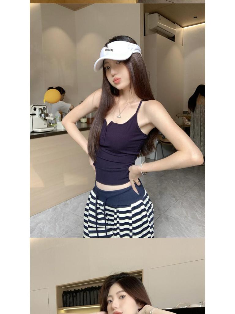 Women's Summer 2025 Striped High-Waisted Wide-Leg Loose Casual Pants