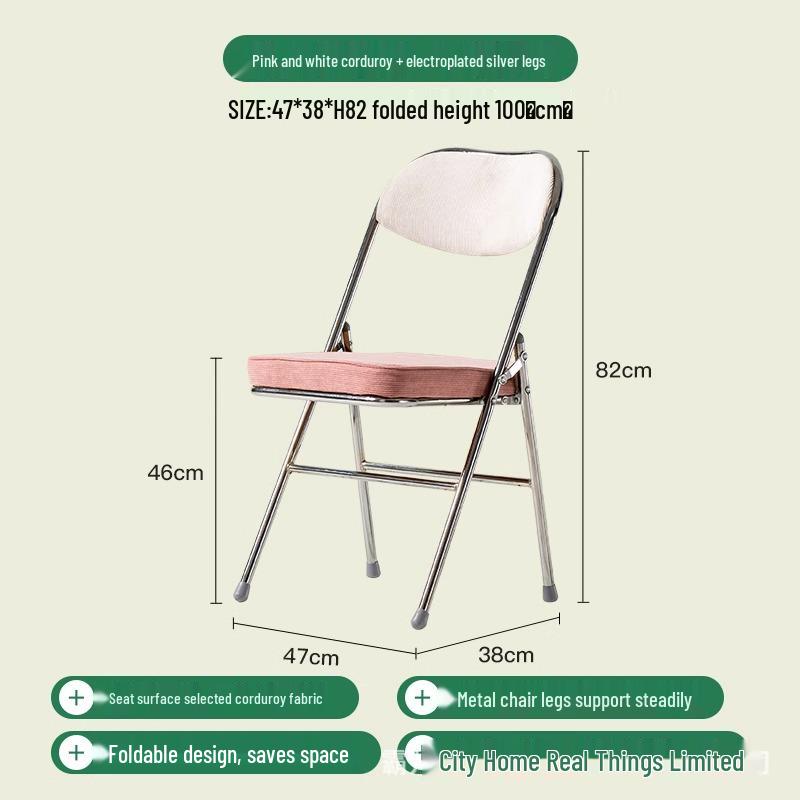 Thickened Retro Corduroy Folding Metal Chair for Dining & Photography