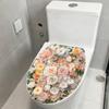 Flower Pattern Toilet Seat Cover Stickers, Bathroom and Toilet Decoration Stickers, Waterproof Toilet Stickers