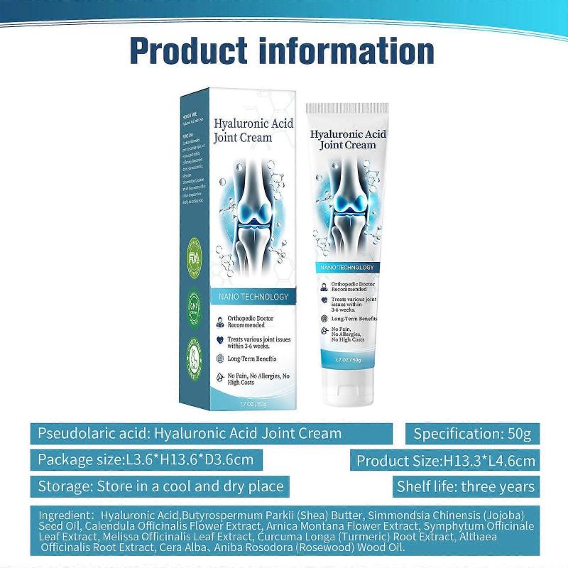 1-3x Hyaluronic Acid Joint Cream, Hyaluronic Acid Joint Massage Cream, Advanced Joint and Bone Care Gel for Back, Neck, Hands, Knees