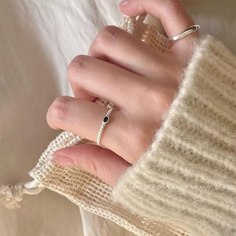 Adjustable Open Ring Women Sterling Geometric Rhombus Zircon Stone Minimalist Fashion Jewelry