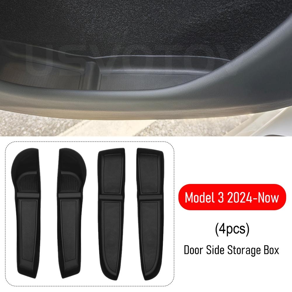 

Для 2026 2026 Tesla Model 3 Model Y Juniper Боковой Органайзер для Двери Автомобиля Передняя Задняя Дверь Лоток-вставка Аксессуары для Интерьера